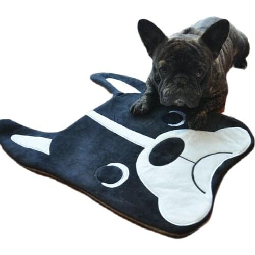 Cartoon Bulldog Carpet Plush Floor Mat Stuffed Dog Animals Toy Plush Dog Play Mat for Baby Pets Mat Cute Angry Dog Birthday Gift