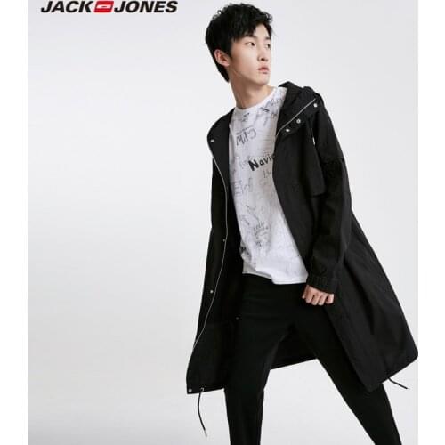 JackJones Mens Mid-length 100% Cotton Fashion Embroidered Coat Streetwear| 219121539