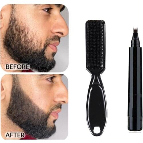 Beard Filling Pen Kit Beard Pencil Filler Waterproof Moustache Pen Beard Brush Beard Enhancer Moustache Shaping Tools TSLM1