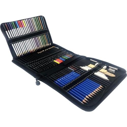 72Piece Drawing Set Beginner or Professional Tool Set Pencil Case With Watercolor Pencils Accessories Art Supplies UY8