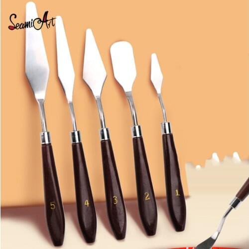 5Pcs Mixed Stainless Steel Palette Scraper Set Spatula Knives for Artist Oil Painting Tools Painting Knife Art Material Supplies