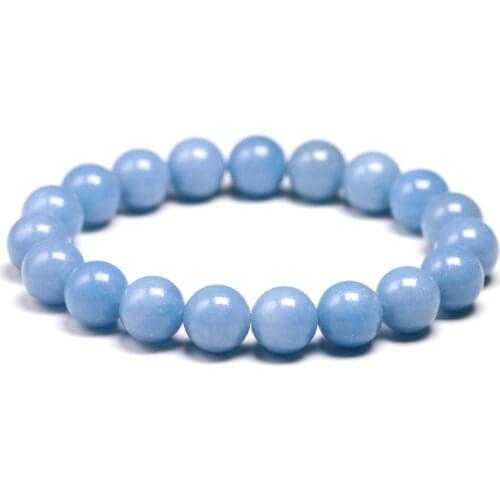 Genuine Natural Stone Peru Blue Angelite Round Beads 6 8 10MM Bracelet For Women Men Energy Handmade Jewelry Gift