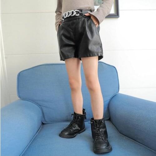 2020 new wholesale girls pu leather shorts winter thicken fashion girls shorts 4-9t F823