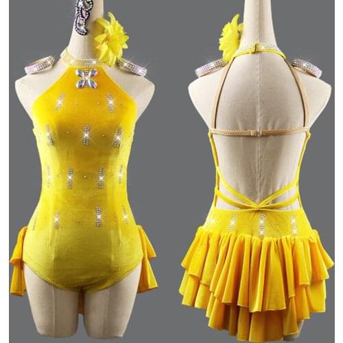 New Latin Dance Dress Adults Shiny Rhinestone Sexy Backless Bodysuit Salsa Rumba Cha Cha Samba Dancing Stage Wear Women DN6096