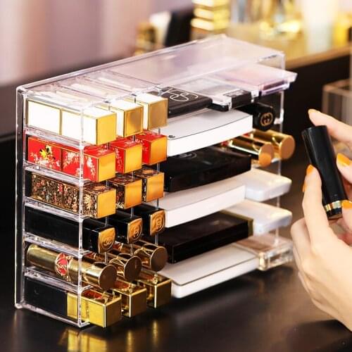 New Multifunction Acrylic Clear Makeup Organizer Eyeshadow Storage Box Jewelry Storage Case Lipstick Holder Display Stand Shelf