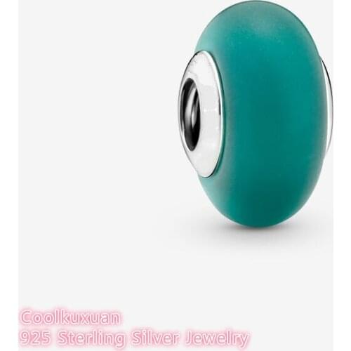 Original 925 Sterling Silver Matte Green Murano Glass Charm beads Fits Pandora bracelets Jewelry Making 2021 Autumn