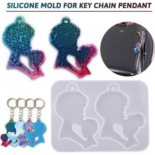 Resin Keychain Mould Mother And Son/Daughter Key Chain Silicone Mould EpoxyJewelry Casting Molds Making Tool DIY Craft Gifts