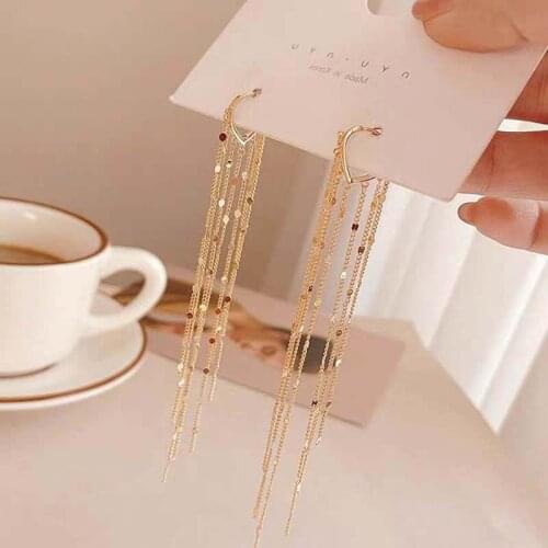 2020 New Fashion Women Dangle Earrings Geometry Sweet Earrings Girl Long Metal Tassel Earring for Women Jewelry Accessories
