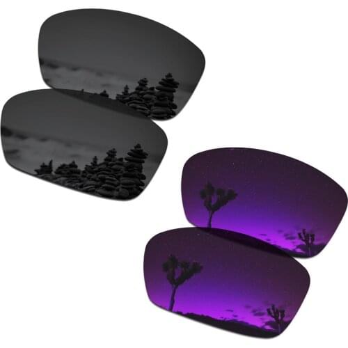 SmartVLT 2 Pairs Polarized Sunglasses Replacement Lenses for Oakley Hijinx Stealth Black and Plasma Purple