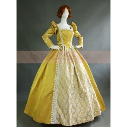 Yellow Vintage Long Sleeves Victorian Dress