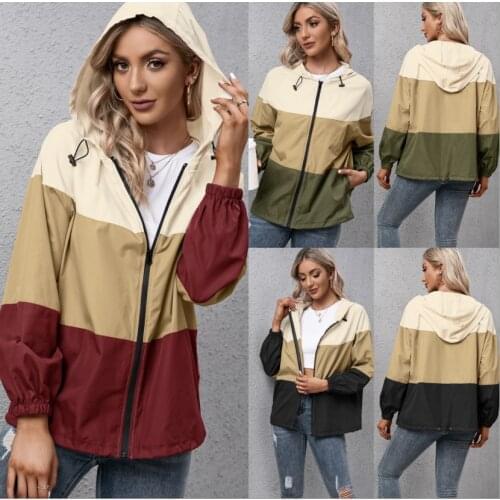 Hooded matching color waterproof clothing outdoor sports mountaineering wear waterproof raincoat casual coat jacket jacket woman