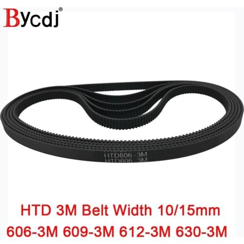 Arc HTD 3M Timing belt C=606 609 612 630 width 10/15mm Teeth202 203 204 210 HTD3M synchronous pulle606-3M 609-3M 612-3M 630-3M