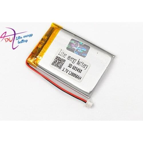 10 pcs JST 1.25mm 2pin connector 603450 3.7V 1200mAh Lithium Polymer LiPo Rechargeable Battery For GPS DVD E-books speaker