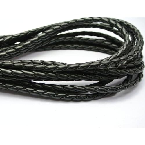 16.4 Feets Black Round Braided Bolo Leatherette Jewelry Cord 5mm