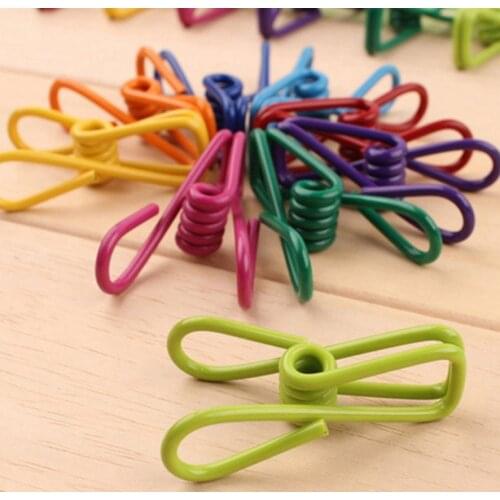 20 Pcs/lot Multi Color Clothes Pegs Hanging Drying Clips Travel Portable Towel Household Food Clip Socks Storage Metal Laundry