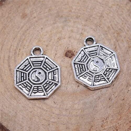 Free shipping 65pcs 16x13mm antique silver Tai Chi charms diy retro jewelry fit Earring keychain hair card pendant accessories