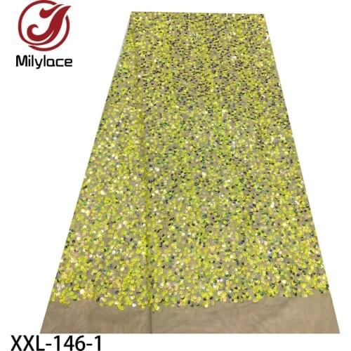 African Lace Fabric 2020 High Quality Sequins Embroidery Nigerian Lace Fabrics French Mesh Lace Fabric for Women XXL-146