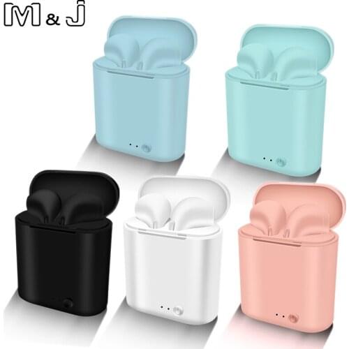 M&J i7s Tws Colorful Wireless Bluetooth Earphone Sport Headset Earbuds With Charging Box For Iphone Android High Quality