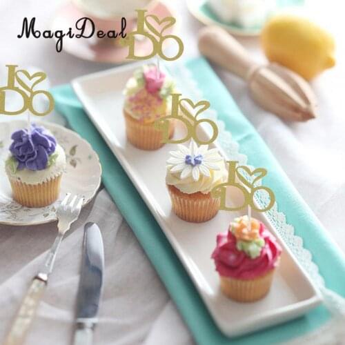 MagiDeal Glitter I DO Mini Cake Toppers Wedding Cupcake Picks Wedding Engagements Weddings Anniversaries Cake Decoration