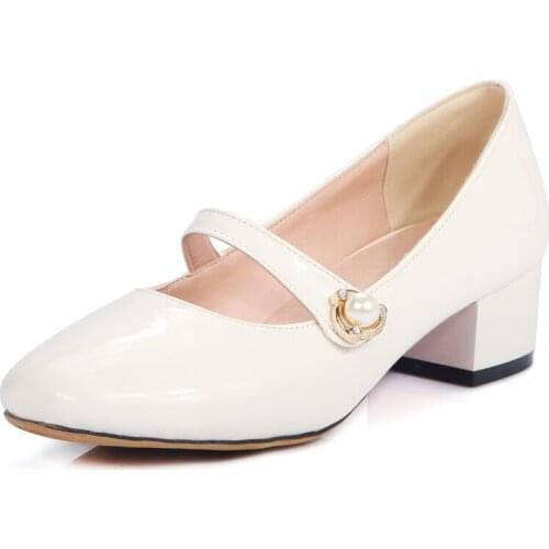 Big SizeFashion simple pearl button single shoes summer flat ladies women shoes woman
