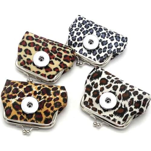 Leopard Print Mini 020 Fabric Leather 18mm Snap Button Kids Women Bag Charms Keyring Key Rings Purse Key Chains jewelry