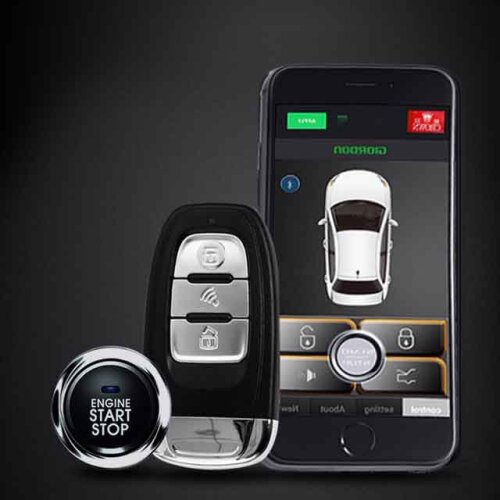Quad lock Antitheft car car alarm system with keyless entry central locking remote start and alarm car parts start stop button
