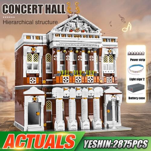 MOULD KING 16032 Street Building The City Concert Hall With Led Part Model Building Block Assembly Brick Toys Kid Christmas Gift