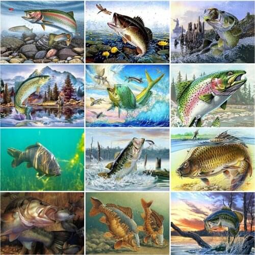 EverShine DIY Diamond Painting Full Square Drill Fish Bead Embroidery Diamond Mosaic Animal Cross Stitch Decor For Home Wall Art