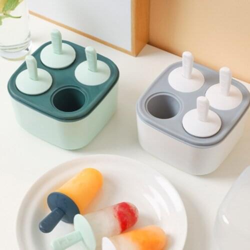 Home Ice Cream Mold Popsicle DIY Tool Silicone 4-hole Ice Mold Children Dessert Ice Cream Mold Kitchen Tools DIY Ice Cream