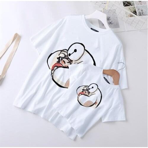 Big Hero Family Matching Clothes Summer Short Sleeve Casual White O-neck Tshirts Baby Kids Boys Girls T-shirts Family Outfits