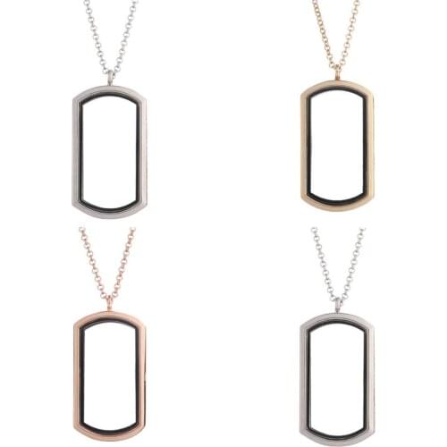 Smooth Rectangle Floating Glass Locket Pendent Necklaces Making Handmade Floating Charms Locket DIY Jewelry Supplies