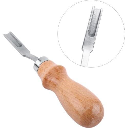 Leather Working Wide Edge Beveler Leathercraft Skiving Trimming Tool Wood Handle