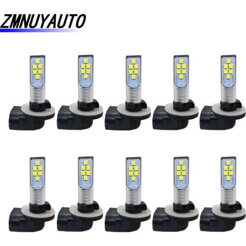 10pcs Lamps 881 H27W/2 H27 LED Bulb 12V Super Bright White 6000K Car Fog Lamp Auto Driving Running Light DRL H27W