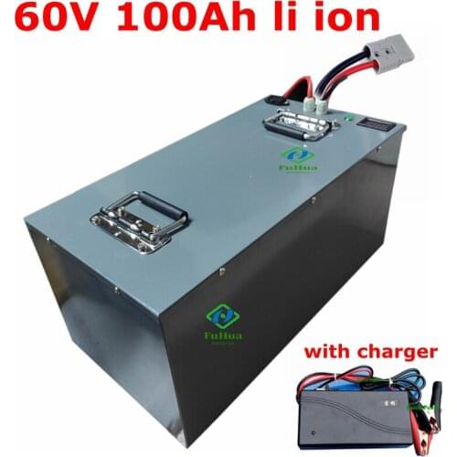 Lithium ion 60V 100AH li ion bateria for 12000w scooter ebike sweeper tricycle Sightseeing car golf cart EV RV +10A Charger