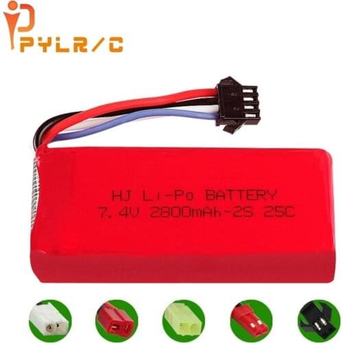 1Pcs 7.4V 2800mAh 2S 25C Lipo Battery SM-4P Plug For Udi UDI902 UDI002 HQ961 HQ96 FT0 Remote Control toys Boat spare parts 7.4 V