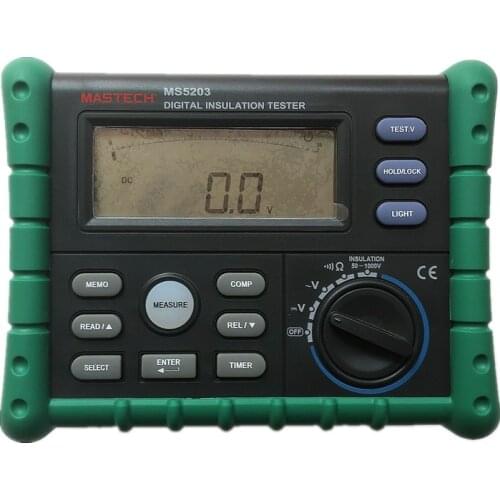 Mastech MS5203 Digital Megger Insulation Tester Resistance Meter Tecrep 10G 1000V AC/DC Voltage Continuity Electrical Test