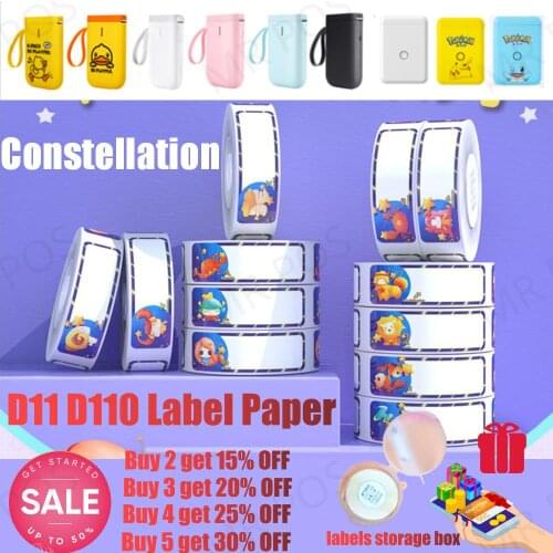 NIIMBOT D11 D110 Mini Lable Printer Twelve Constellations Official Sticker Label Roll Paper for Waterproof Classified Storage