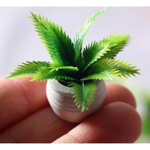 Mini Green Plant Tree Potted Doll House Miniature Furniture Home Decor Kids Toy Flower Pots Fake Simulation Plants