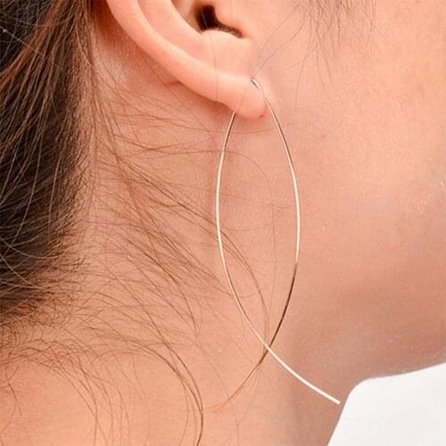 Fashion Womens Simple Design Copper Handmade Abstract Fish Shape Hoop Earrings Jewelry Gift New