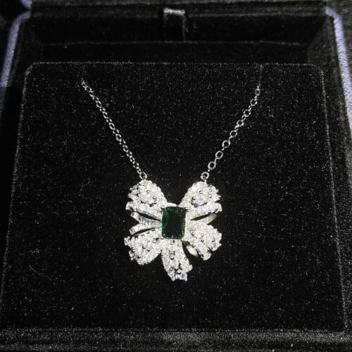 2021 New Trend Bowknot Jewelry Luxury Full Inlay Shiny Zircon Delicate Bow Pendant Necklace For Women Wedding Birthday Gift