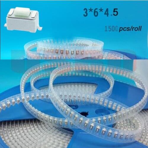 Wholesale 50ma 12V DC 3*6*4.5mm SMD Tact Switch taping touch button switch 2pin micro switch SMD Panel mounted Tactile switch