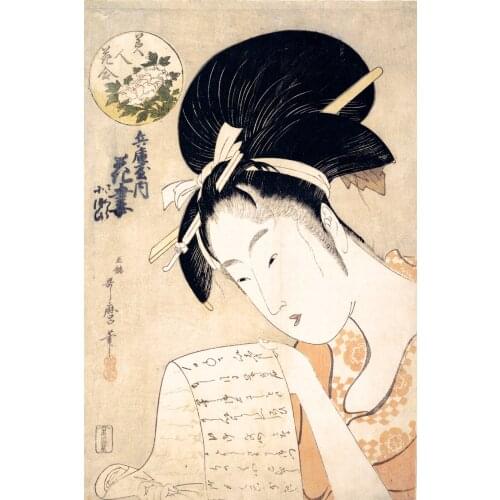 Portrait poster canvas painting Japanese traditional art scenery print courtersan geisa beauty pictures by Kitagawa Utamaro