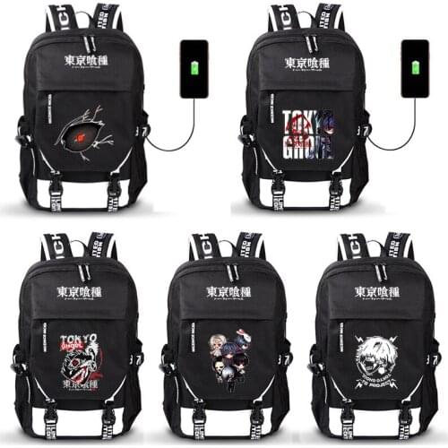 Tokyo Ghoul Anime Kaneki Ken w/USB Port Backpack Boys Girls Men Women Bag Travel School Bag Teenager Laptop Book Bag Mochila