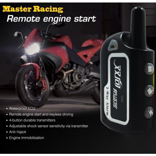 Master Racing Two Way Alarm Motorcycle Scooter Security 2 way Alarm Remote Control Engine Start Vibration Alarm Lock System