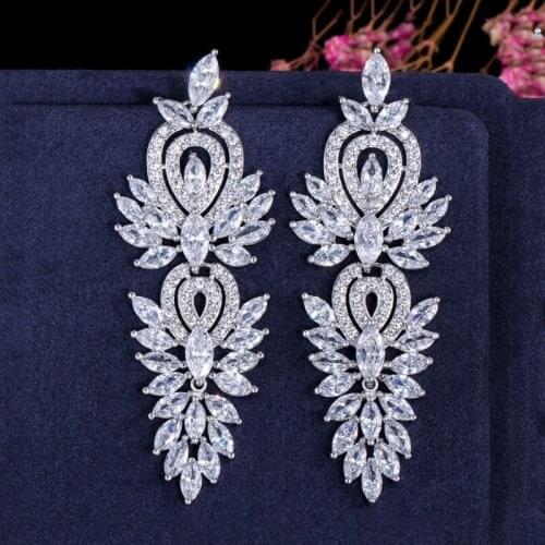 ThreeGraces Elegant Shiny Cubic Zirconia Long Dangle Drop Wedding Engagement Earrings for Women Luxury Party Jewelry ER221