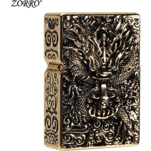 Vintage Heavy Armor Dragon Brass Kerosene Lighters Grinding wheel Windproof Oil cigarette Lighter luxurious Fire Gift