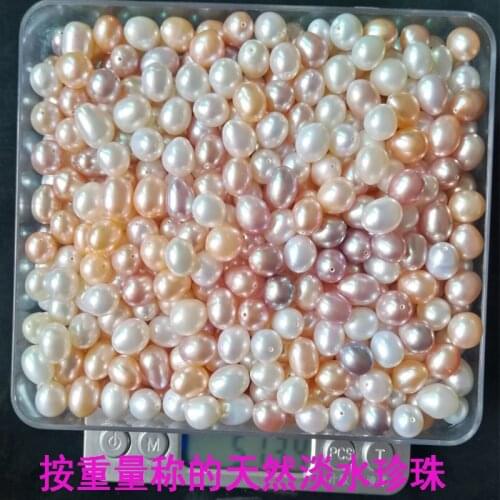 Sold By Bag Pearl Beads Wholesale Natural Freshwater Pearl half hole/no hole/white/mixed colors 7-9mm rice 500G/Bag Jewelry