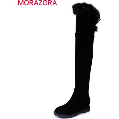 MORAZORA 2020 new arrival thigh high over the knee boots women solid colors winter snow boots zip+lace up fashion shoes woman