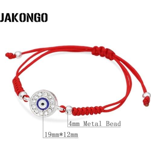 JAKONGO Crystal Evil Blue Eye Handmade Weave Red Knots Braided Rope Bracelet for Women and Man Adjustable Bracelet