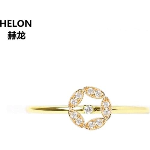 Solid 14k Yellow Gold Natural Diamonds Engagement Wedding Ring Anniversary Band Fine Jewelry Millgrain Trendy for Women